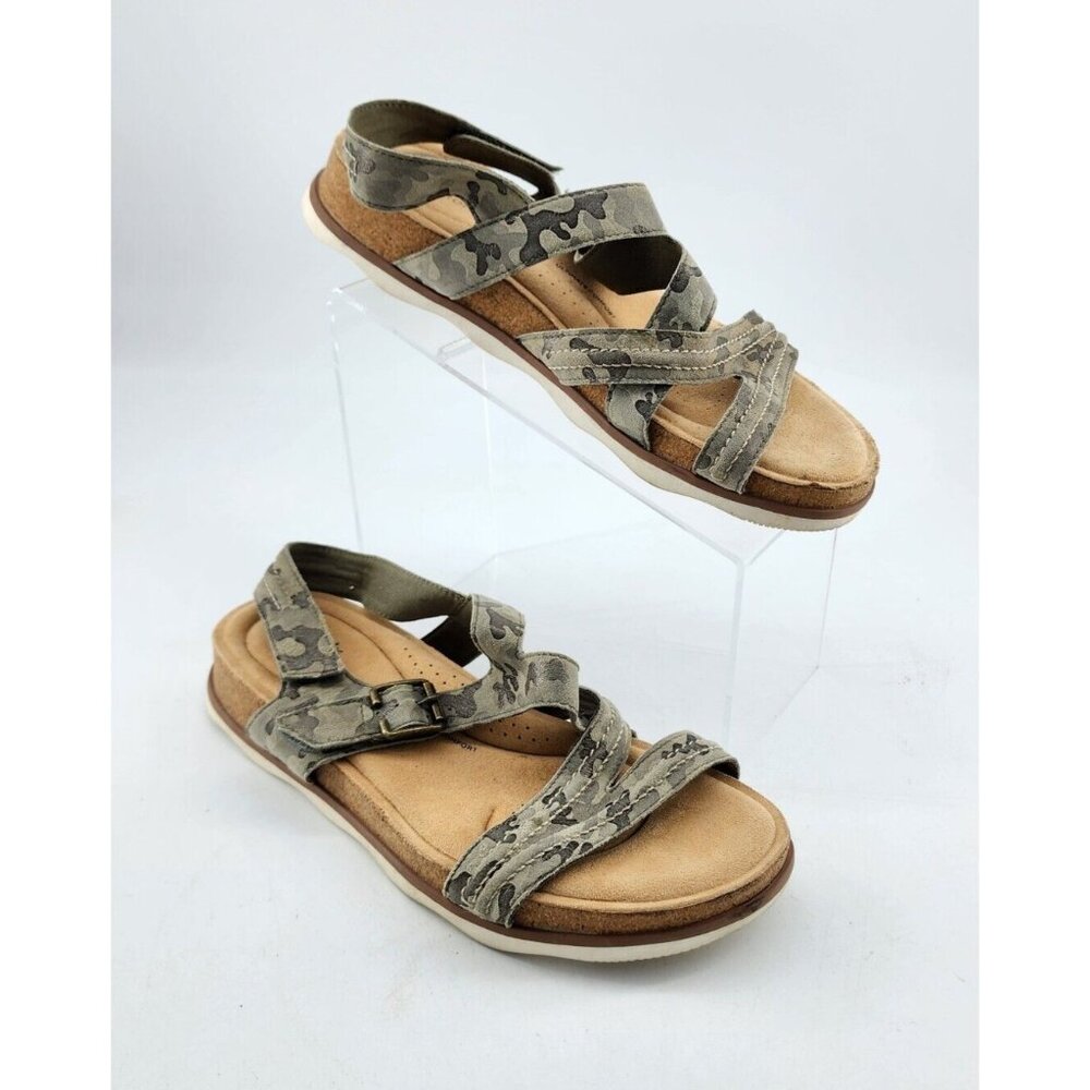 Clarks Collection Women’s Brynn‎ Step Strappy Sandals Olive Camo Size 11 M
